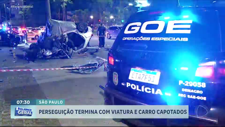 Perseguição policial em Santo André termina com dois carros capotados e suspeito morto