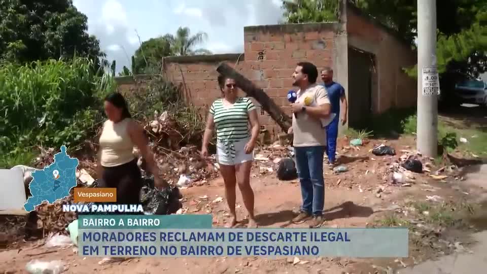 Bairro a Bairro: moradores denunciam descarte ilegal de lixo em terreno em Vespasiano (MG)