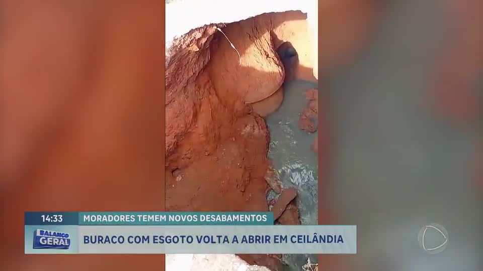 Buraco de esgoto reabre em Ceilândia (DF) após reparos e preocupa moradores