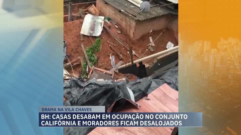 Desabamentos de casas deixam famílias desabrigadas na região Noroeste de BH