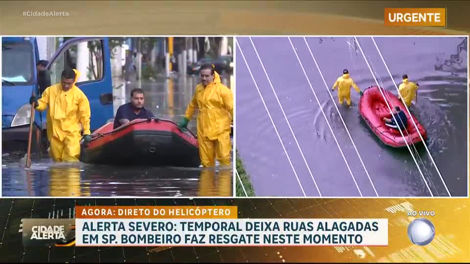 Motorista ilhado em enchente é resgatado por bombeiros em São Paulo