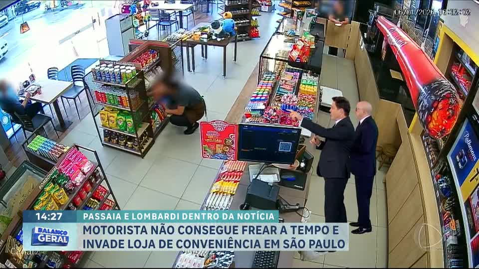 Dentro da Notícia: Idoso alega falha no acelerador e invade loja de conveniência com o carro