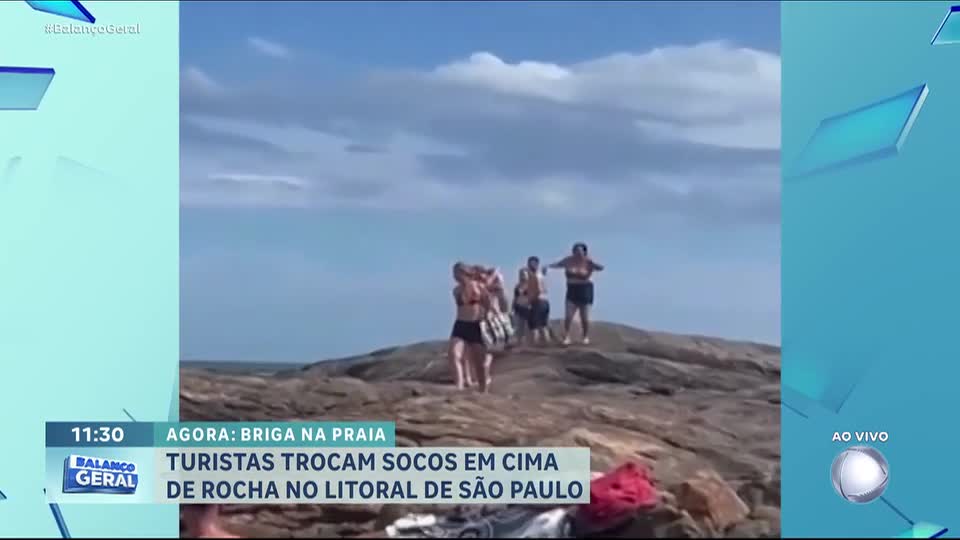 Turistas trocam socos em rocha no litoral paulista; veja vídeo