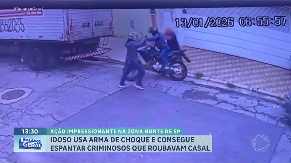 Idoso usa arma de choque e espanta criminosos que roubavam casal na zona norte de São Paulo