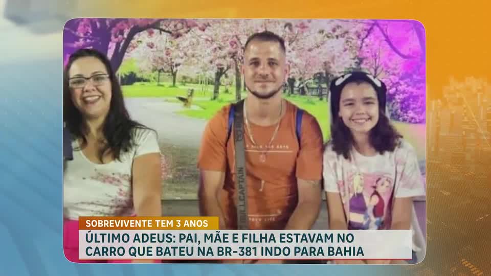 Acidente BR-381: pai, mãe e filha são enterrados nesta quarta-feira (14), em Minas Gerais 