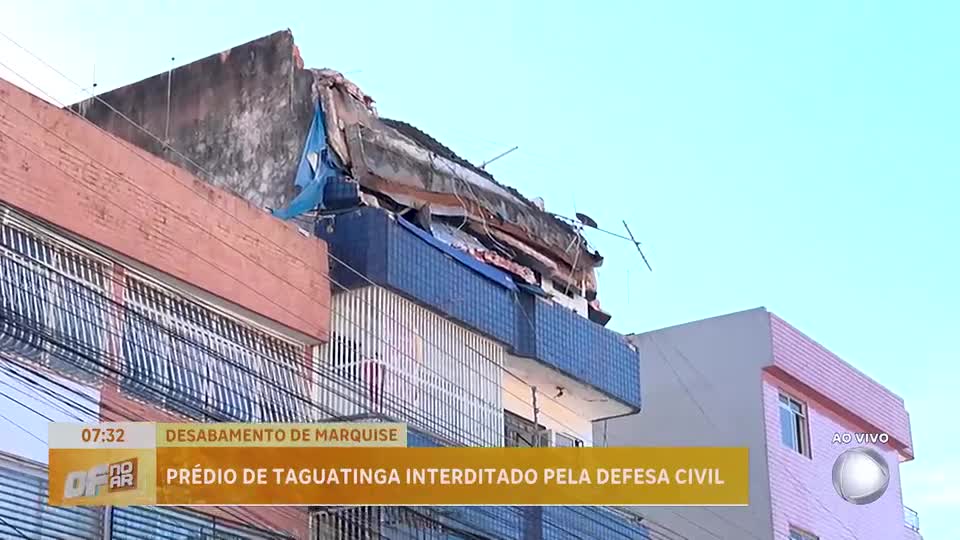 Desabamento de marquise em Taguatinga (DF) leva à interdição de prédio
