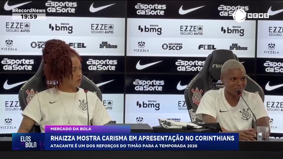 Rhaizza mostra carisma em apresentação no Corinthians
