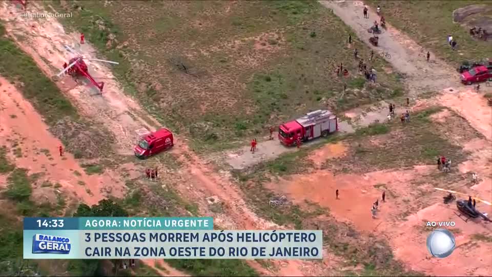 Helicóptero cai e deixa três mortos em Guaratiba, na zona oeste do Rio de Janeiro