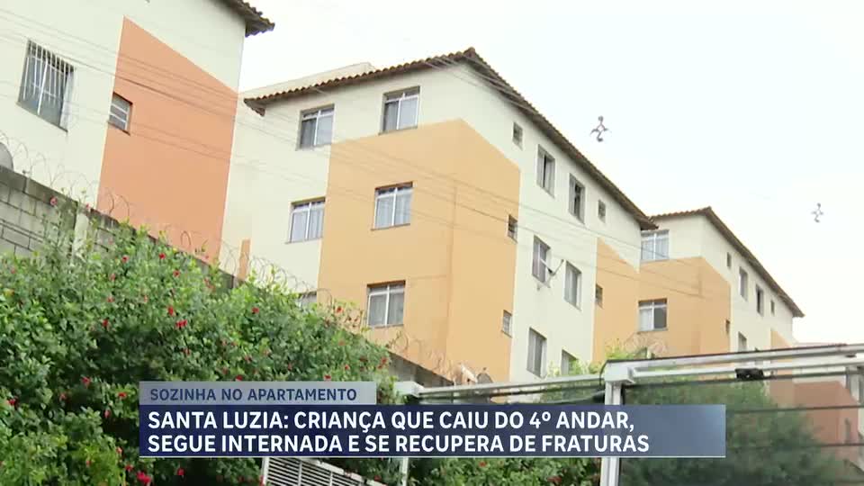 Criança de 10 anos que caiu do quarto andar segue internada e se recupera de fraturas em Santa Luzia