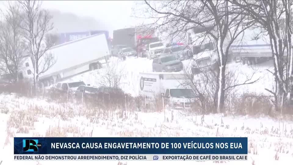 Frio extremo causa engavetamento com mais de 100 veículos nos EUA