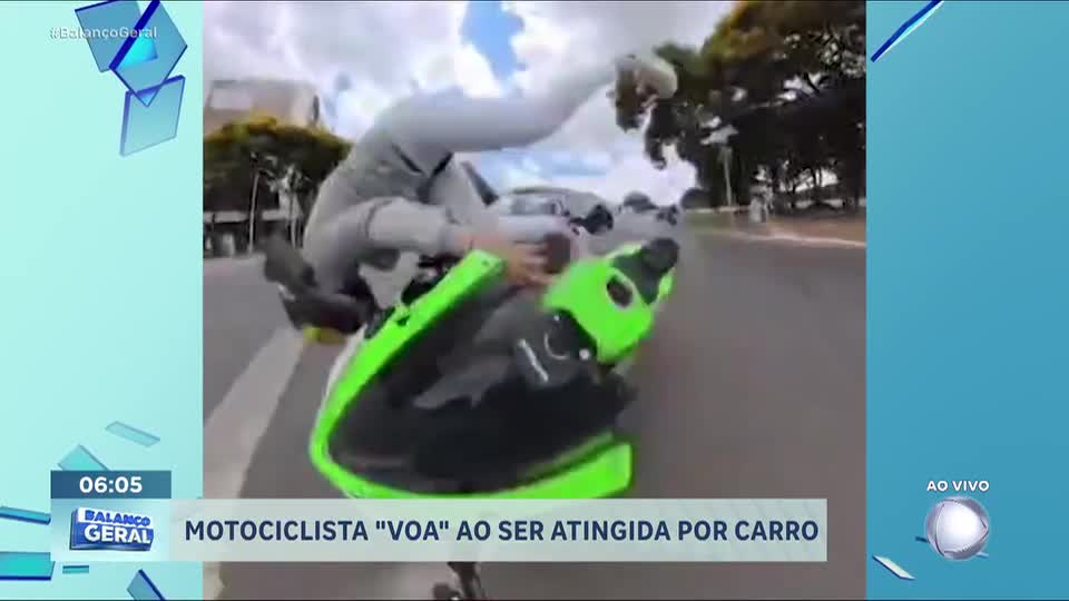 Vídeo: motociclista 'voa' após colisão em Brasília