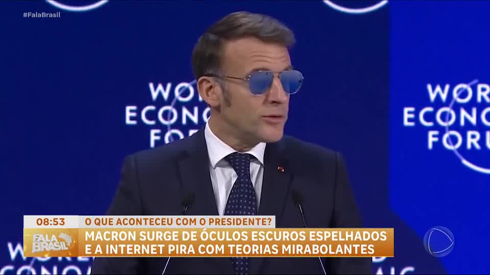 Saiba por que Macron usou óculos escuros durante discurso