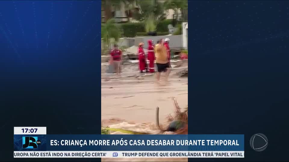 Criança morre em desabamento de casa durante temporal no Espírito Santo