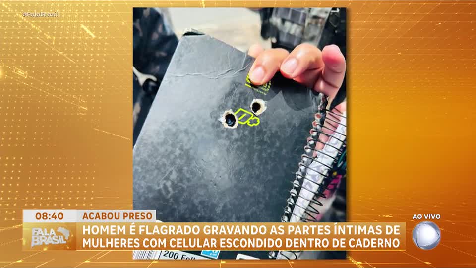 Homem é preso por filmar mulheres com celular escondido em caderno