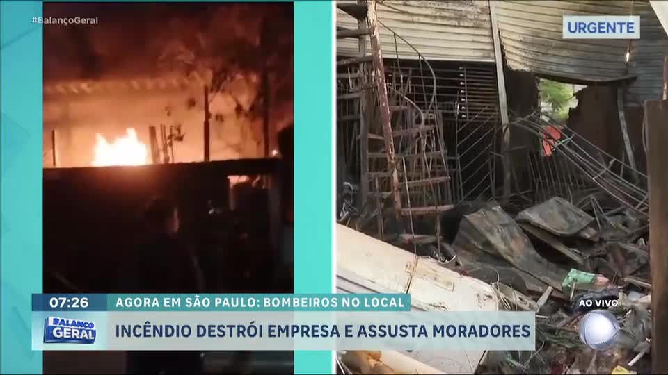 Incêndio destrói galpão de reciclagem em Guarulhos (SP)