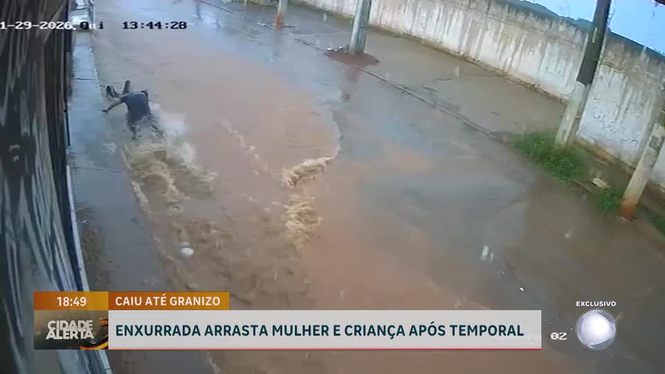 Enxurrada arrasta mulher e criança em Valparaíso de Goiás, Entorno do DF
