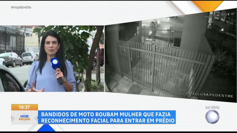 Bandidos de moto roubam mulher que fazia reconhecimento facial para entrar em prédio em SP