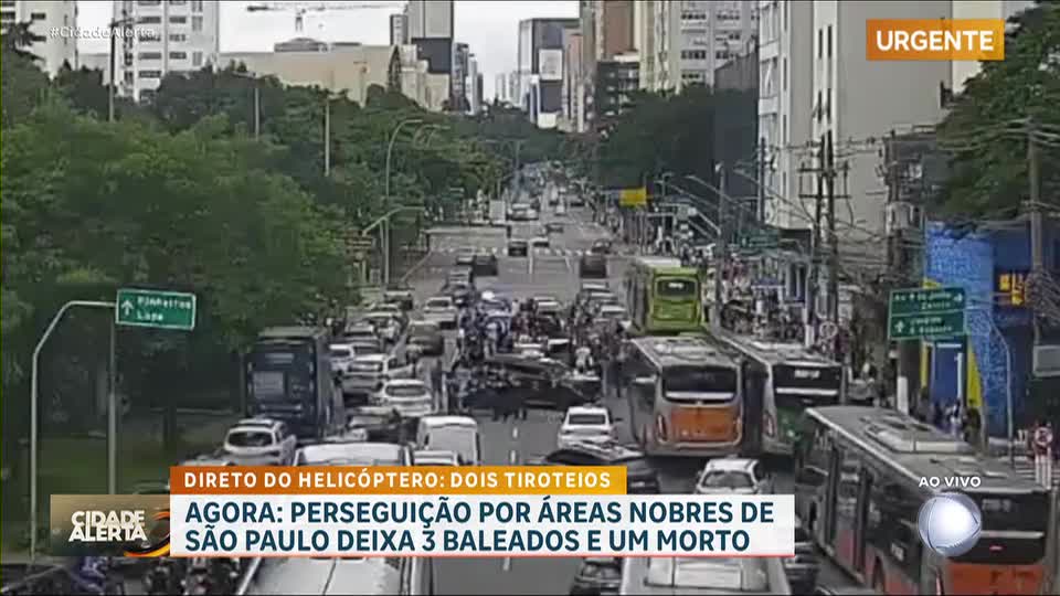 Perseguição policial deixa três baleados e um morto na avenida Faria Lima, em São Paulo