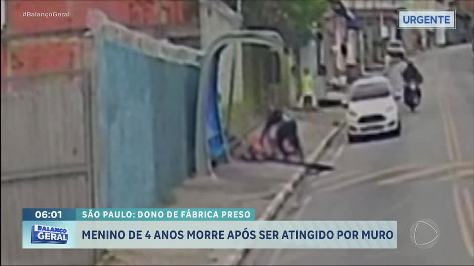 Menino de 4 anos é atingido por muro e morre na frente do pai em Itapevi (SP)