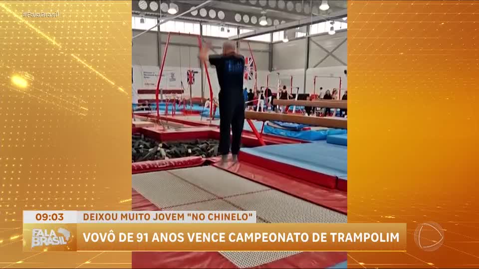 Idoso de 91 anos vence competição de trampolim na Inglaterra