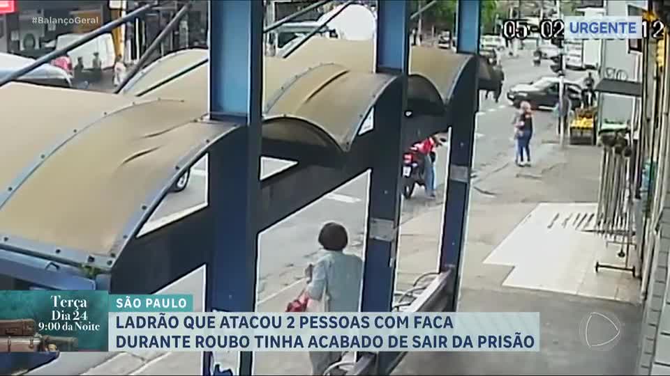 Homem que atacou duas pessoas com faca durante assalto em SP tinha acabado de sair da prisão
