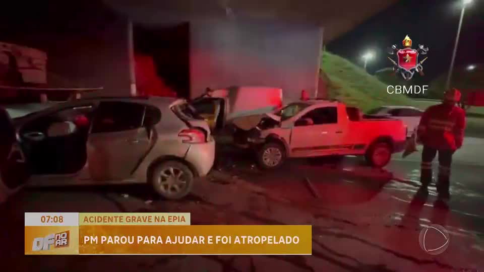 Policial militar é atropelado durante atendimento de acidente no DF