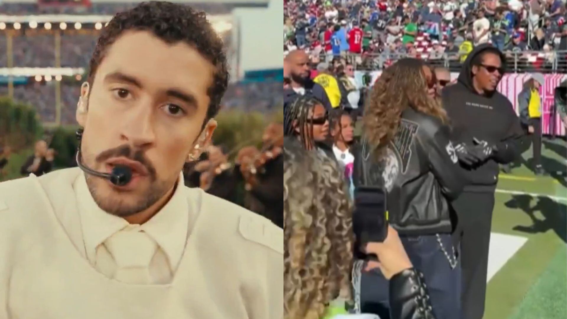 Jay-Z e Beyoncé marcaram presença no show de Bad Bunny no Super Bowl