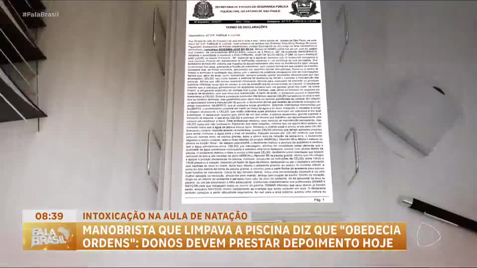 Manobrista diz à polícia que recebia instruções do dono da academia sobre como limpar a piscina 