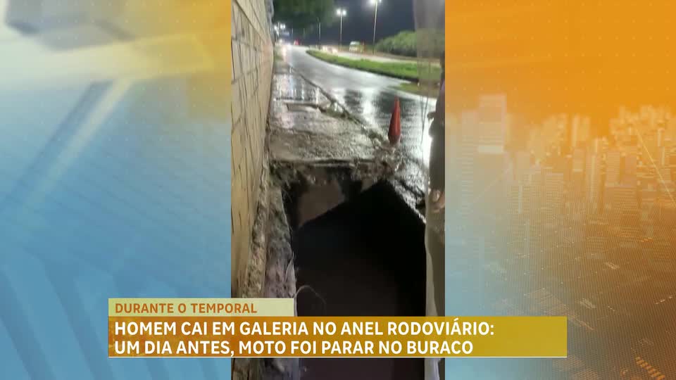 Motociclista cai em galeria no Anel Rodoviário em Belo Horizonte 