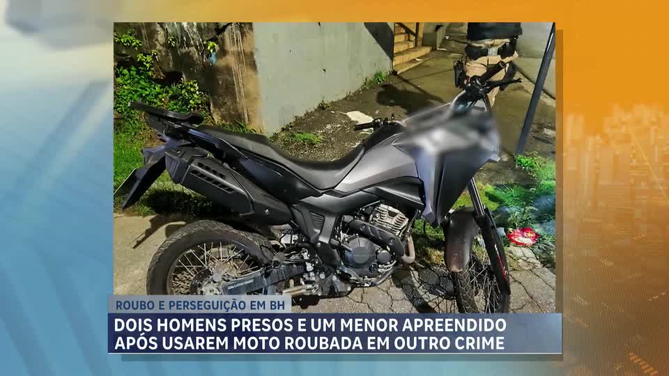 Dois homens presos e um menor apreendido após usarem moto roubada em outro crime em BH 