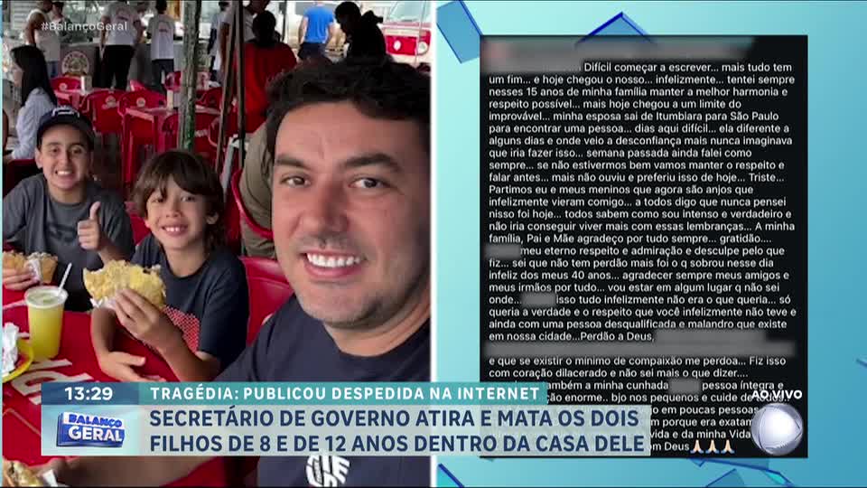 GO: secretário municipal que matou os filhos e cometeu suicídio postou vídeo antes da tragédia