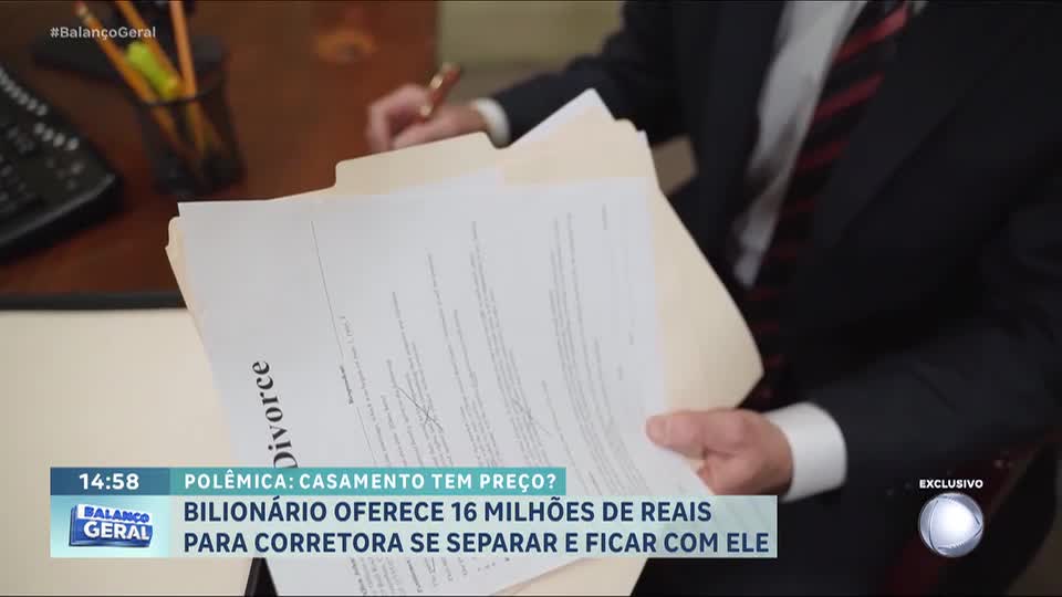 Bilionário teria oferecido 3 milhões de dólares para corretora deixar o marido