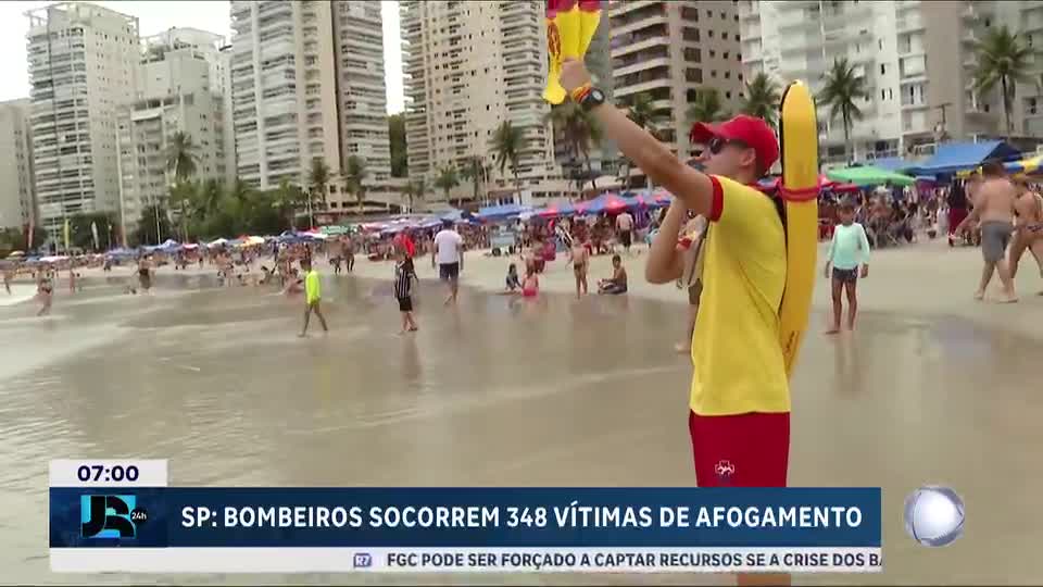 Bombeiros socorrem 348 vítimas de afogamento durante feriado prolongado no litoral paulista