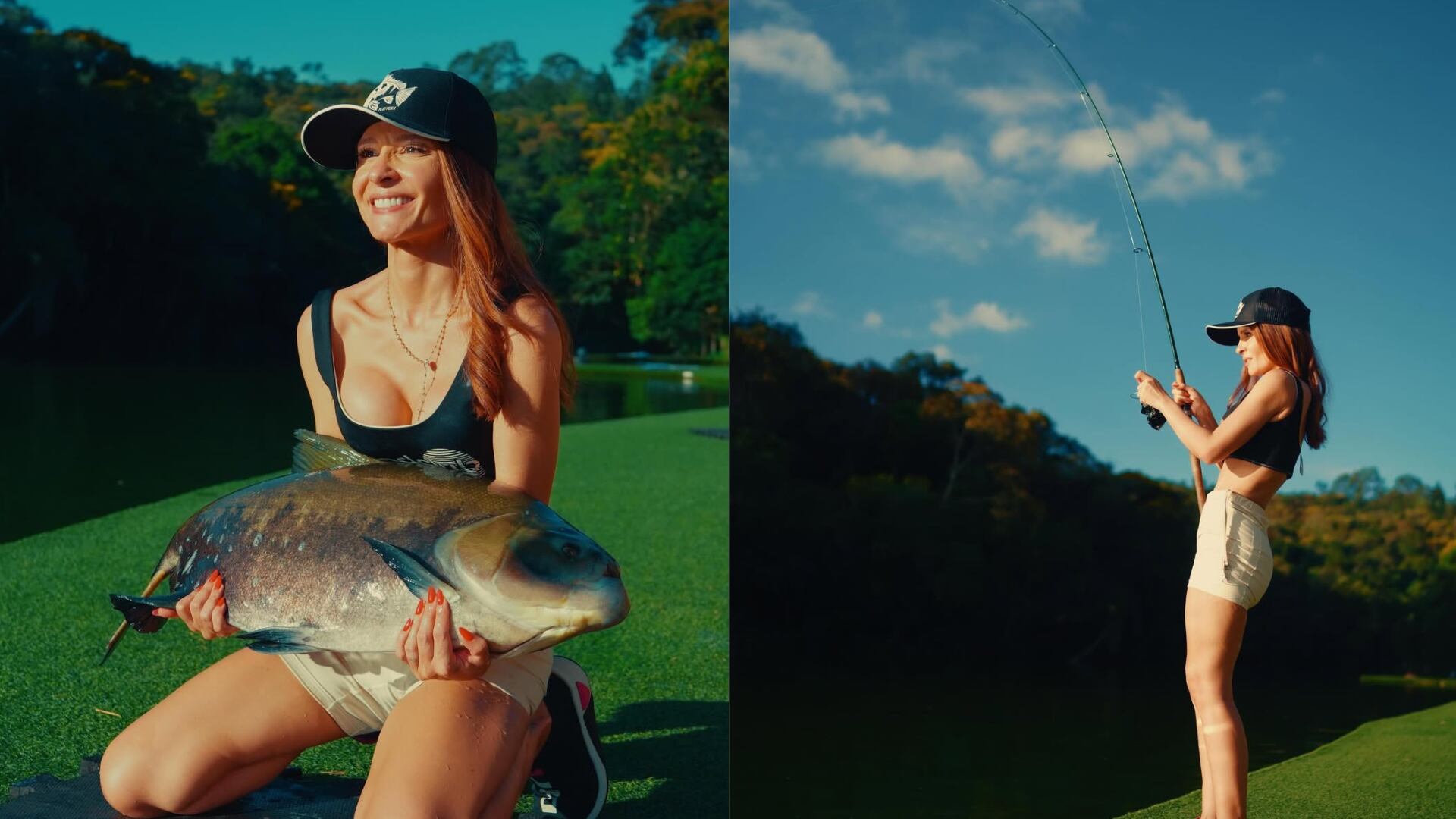 Maiara curte folga 'raiz' com pescaria, amigos e viola na mão