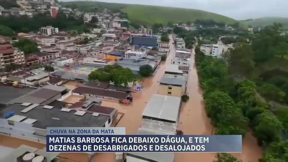 Matias Barbosa (MG) fica alagada e tem dezenas de desabrigados e desalojados