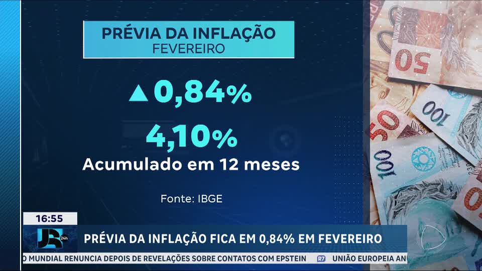 Prévia da inflação para fevereiro atinge 0,84%, segundo IBGE