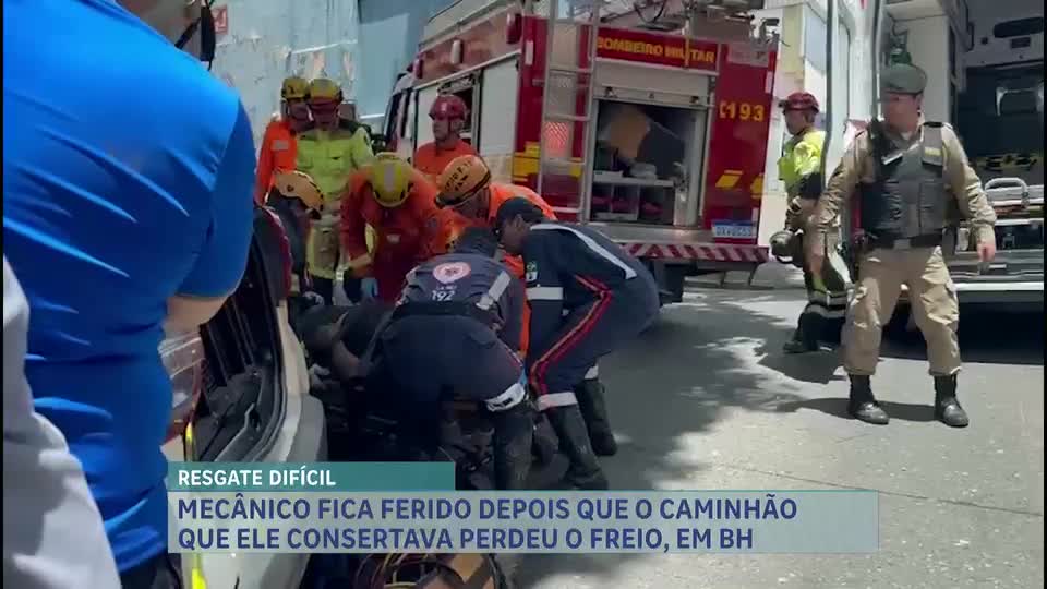 Mecânico fica ferido após caminhão que ele consertava perder freio em BH