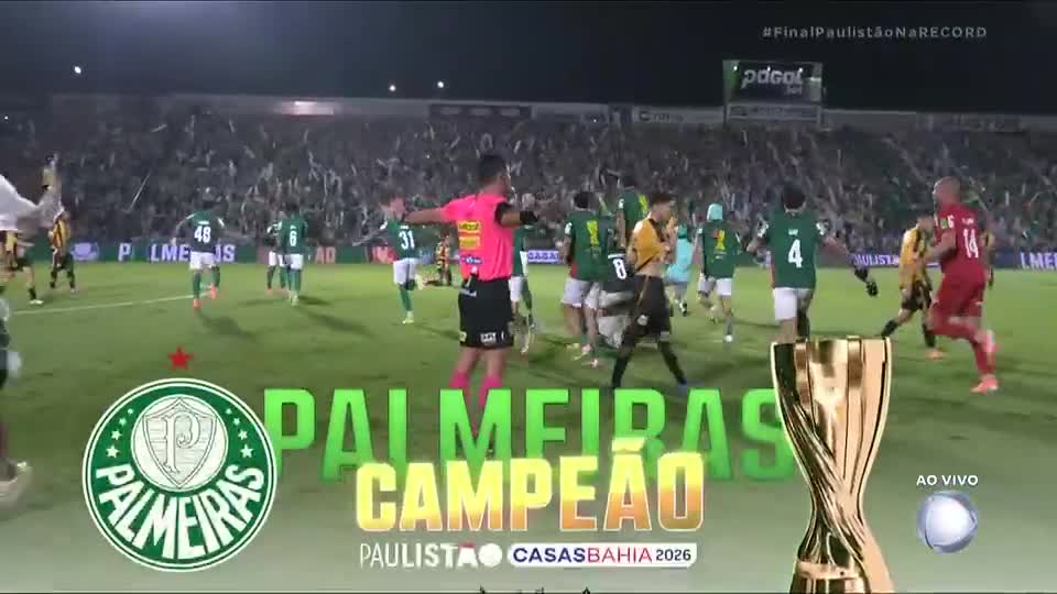 Confira o momento em que o Palmeiras é consagrado campeão do Paulistão de 2026