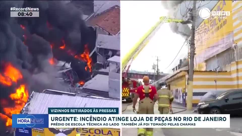 Incêndio atinge loja de peças no Rio de Janeiro