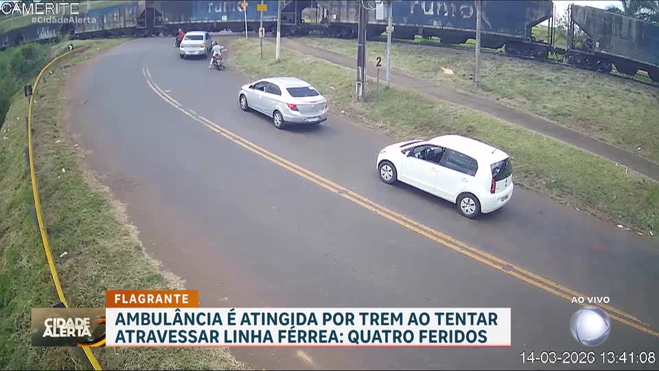 Quatro pessoas ficam feridas após ambulância ser arrastada por trem em Jandaia do Sul (PR)
