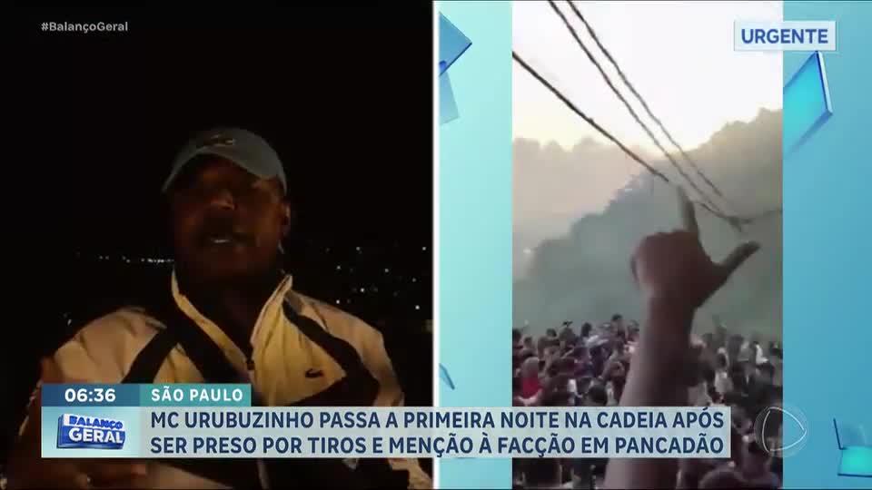 MC Urubuzinho passa primeira noite preso por tiros em show e menção a facção