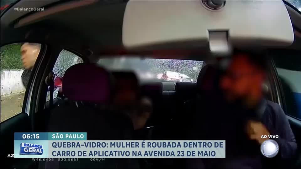 Ladrão quebra vidro de carro de aplicativo e rouba celular de passageira em São Paulo