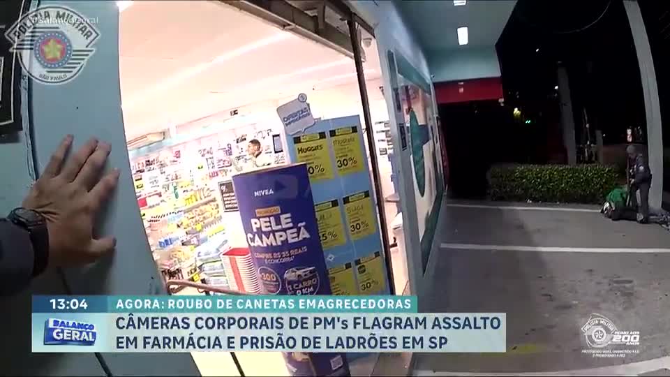 Câmeras corporais de PM’s flagram assalto em farmácia na zona sul de São Paulo