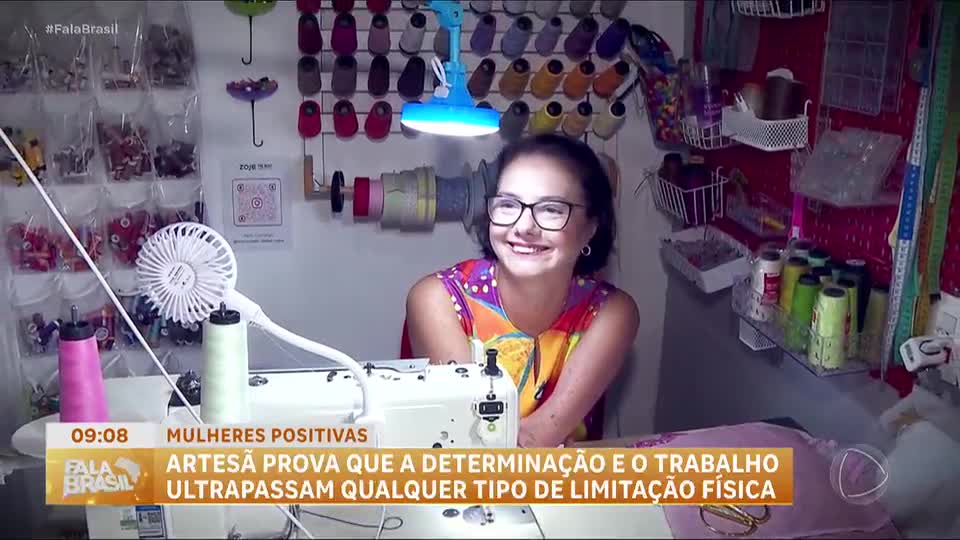 Mulheres Positivas: Artesã com limitação física se reinventa e transforma costura em negócio