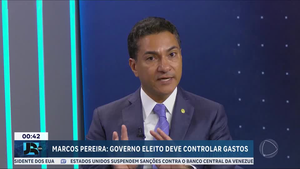 Ao JR Entrevista, Marcos Pereira defende controle de gastos como prioridade para próximo governo
