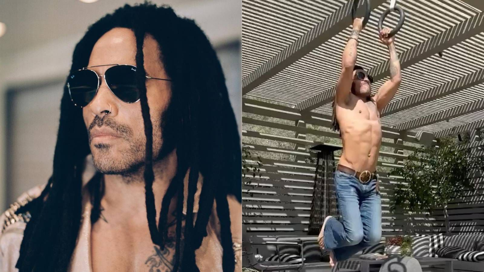 Sem roupa de academia, Lenny Kravitz volta a treinar de calça jeans e vira  assunto na web, image size:1600x900