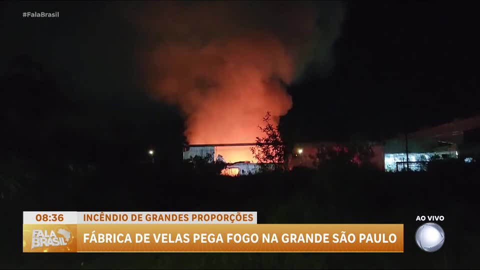 SP: incêndio atinge fábrica de velas em Mauá