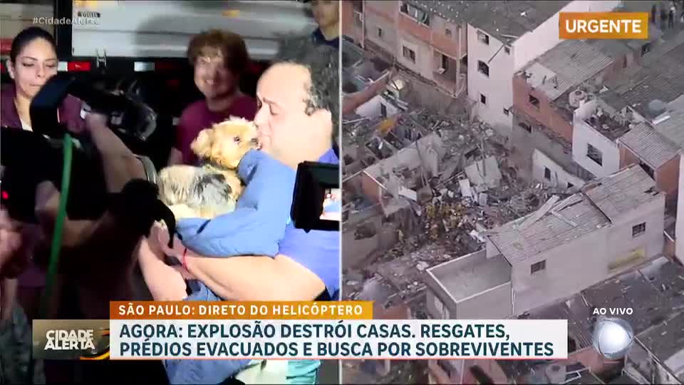 Cachorros são resgatados em meio aos escombros causados por explosão na zona oeste de SP