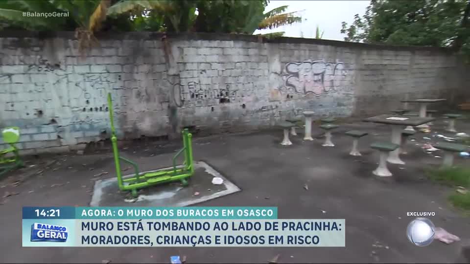 Balança Povão: Muro em pracinha com risco de desabamento preocupa moradores em Osasco (SP)