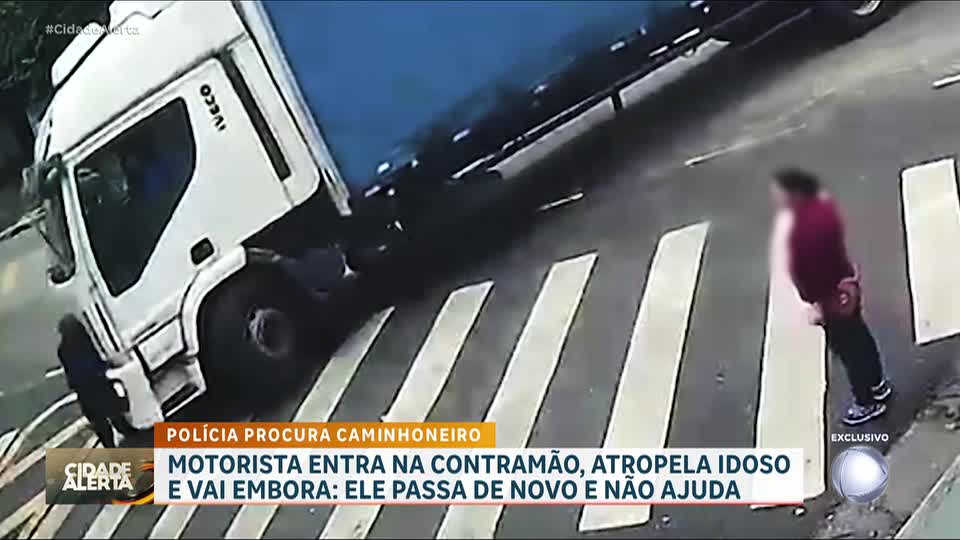 Idoso é atropelado por caminhão que trafegava na contramão